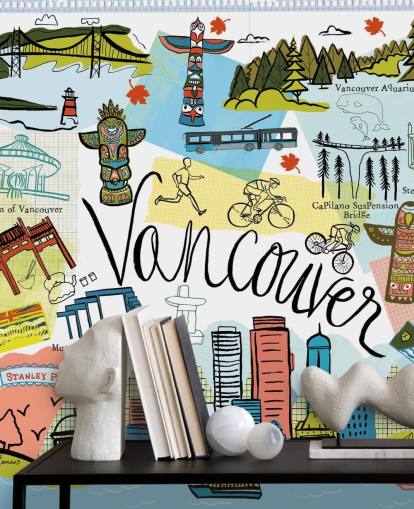 färgglada vancouver illustration tapet färgglada vancouver illustration tapet
