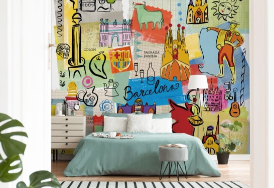fondo de pantalla colorido ilustración barcelona