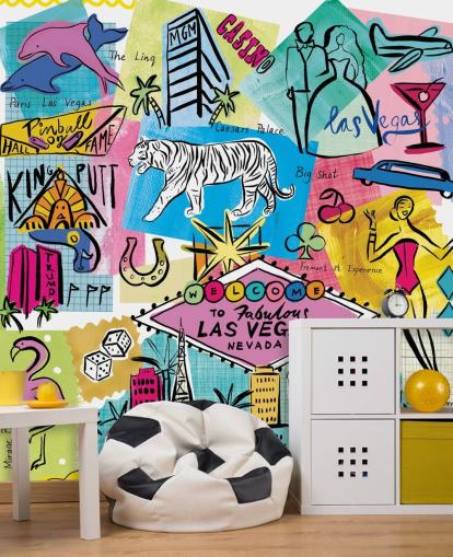 las vegas colourful illustration wallpaper las vegas colourful illustration wallpaper