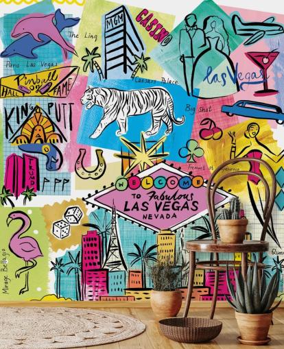 las vegas colourful illustration wallpaper las vegas colourful illustration wallpaper