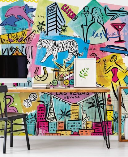 las vegas colourful illustration wallpaper las vegas colourful illustration wallpaper