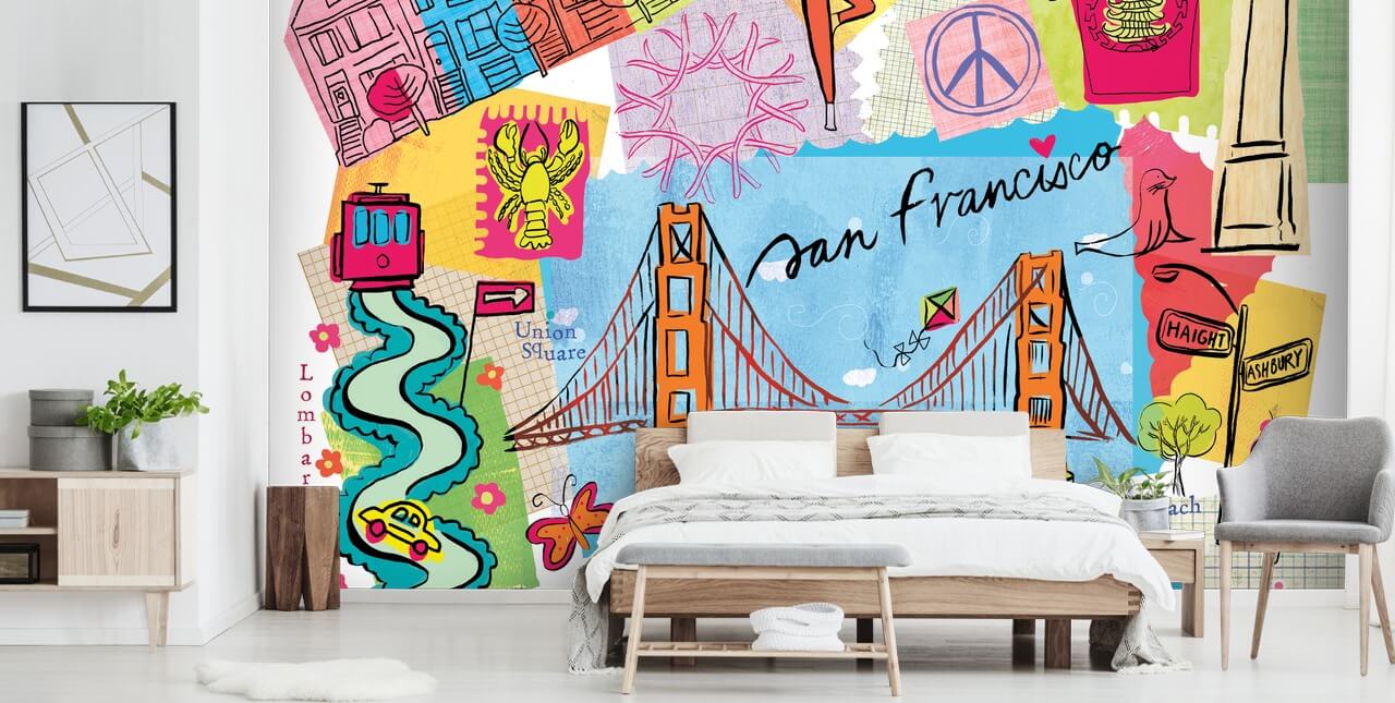 colourful san francisco illustration wallpaper