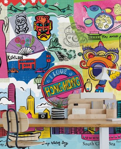 colourful hong kong illustration wallpaper colourful hong kong illustration wallpaper