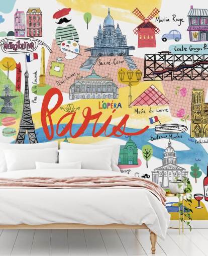 farverige kort over paris illustreret tapet farverige kort over paris illustreret tapet