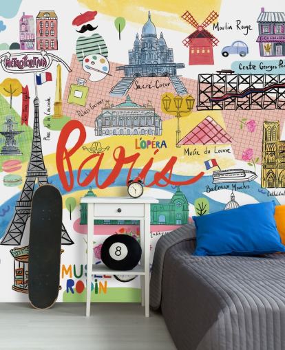 colourful map of paris illustrated wallpaper colourful map of paris illustrated wallpaper