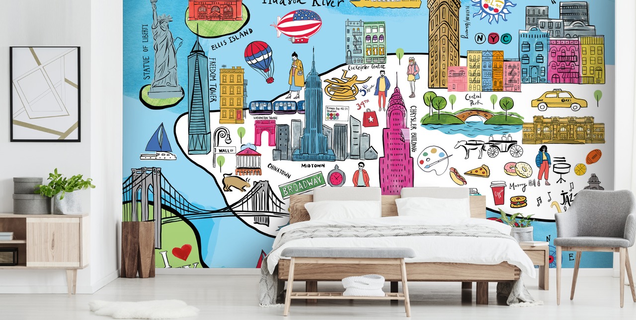 colourful new york map wallpaper colourful new york map wallpaper