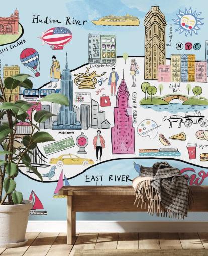 pastel new york illustration wallpaper pastel new york illustration wallpaper
