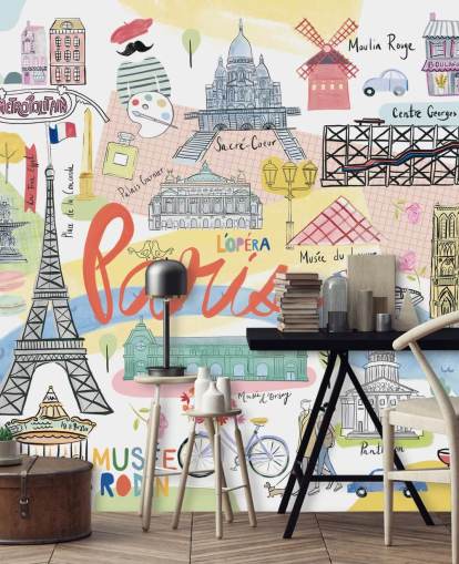 papel pintado pastel paris illustration papel pintado pastel paris illustration