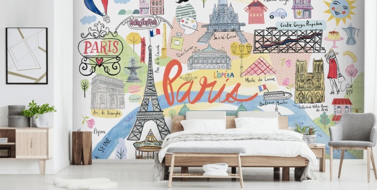 papel de parede de ilustração pastel paris