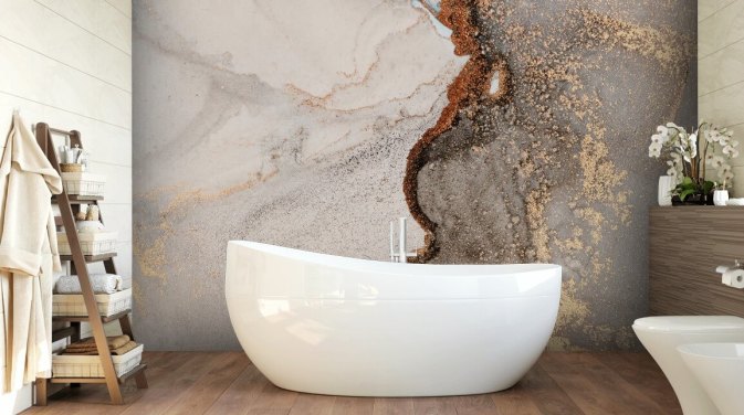 beige anpassad marmor tapetväggmålning kallad Glamour Geode för kök, badrum och vardagsrum