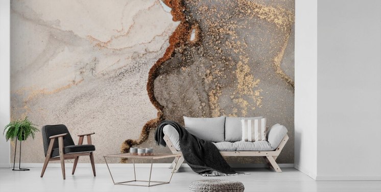 beige anpassad marmor tapetväggmålning kallad Glamour Geode för kök, badrum och vardagsrum