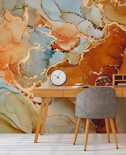 orange and grey marble effect wallpaper called Orange Watercolour for bedrooms, bathrooms and living rooms orange and grey marble effect wallpaper called Orange Watercolour for bedrooms, bathrooms and living rooms