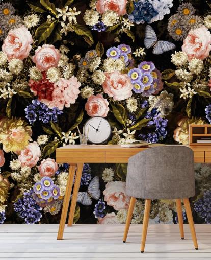 mörka blommor i lila och rosa tapeter mörka blommor i lila och rosa tapeter