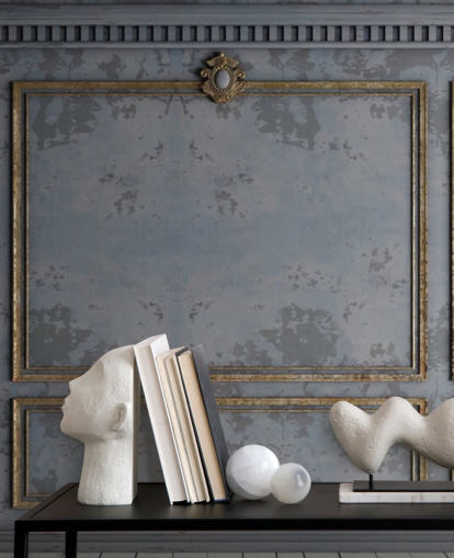 papel de parede com efeito de painel cinza escuro e dourado papel de parede com efeito de painel cinza escuro e dourado