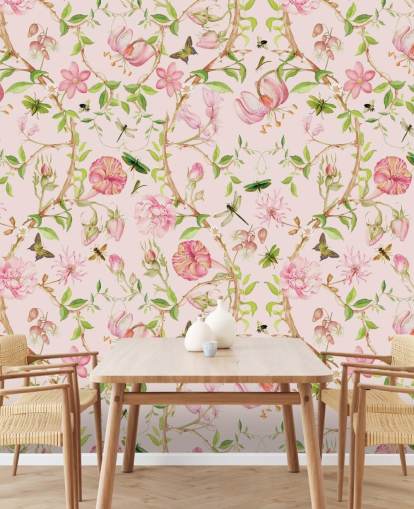 papel de parede floral rosa papel de parede floral rosa