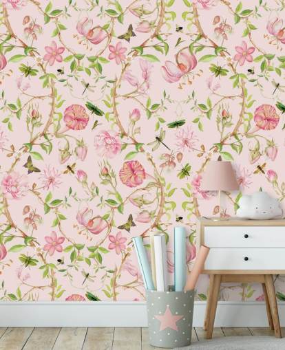 rosa floral tapet rosa floral tapet