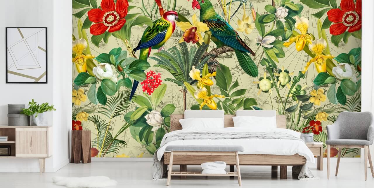 carta da parati colorata uccello tropicale carta da parati colorata uccello tropicale