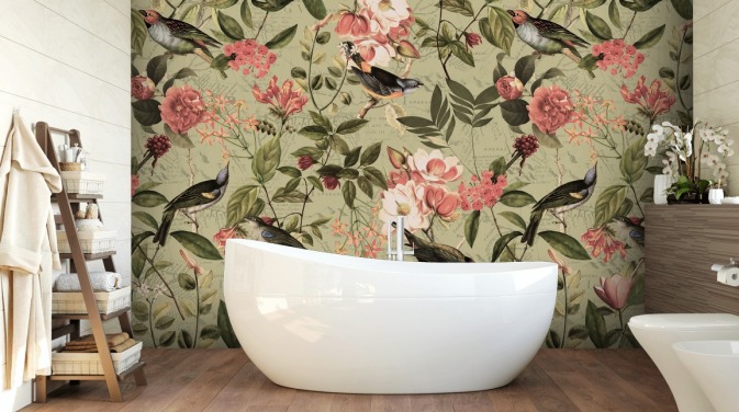 birds and flowers wallpaper