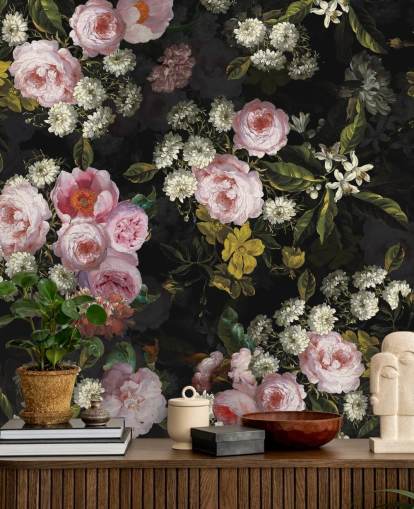 roses roses et fleurs jaunes sur fond d'écran foncé roses roses et fleurs jaunes sur fond d'écran foncé