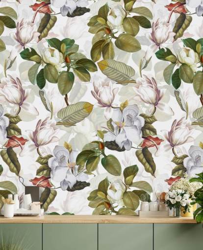 white magnolia flowers, green leaves, white background wallpaper white magnolia flowers, green leaves, white background wallpaper