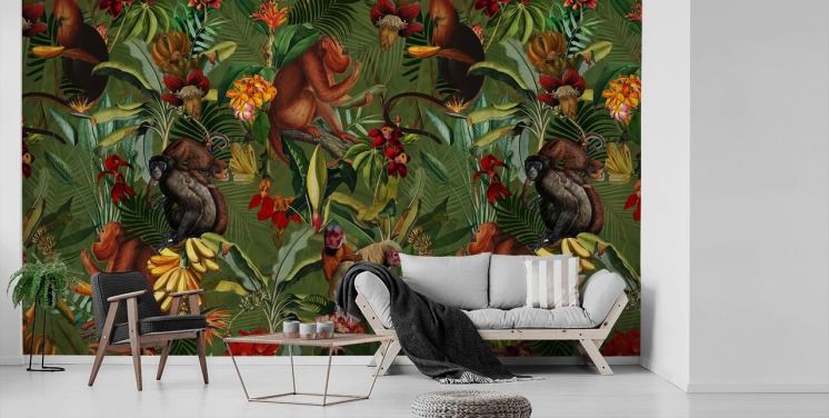 monkies i en jungle tapet