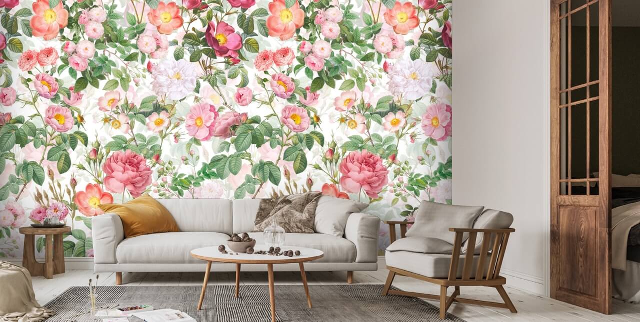 Redoute Roses Garden Wallpaper | Wallsauce US