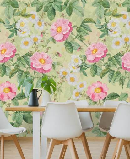 papel pintado flores y hojas rosas papel pintado flores y hojas rosas