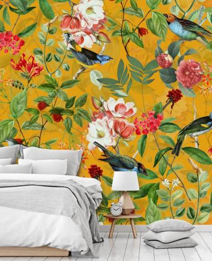 mustard yellow floral wallpaper mustard yellow floral wallpaper