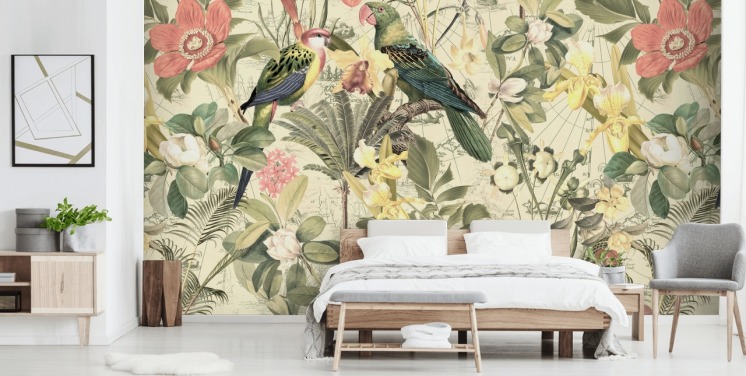 birds and flowers wallpaper