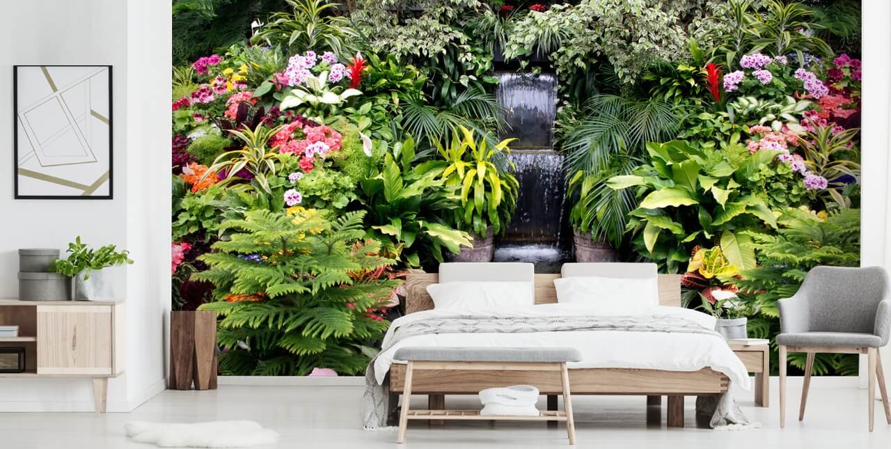 recurso de água e flores papel de parede