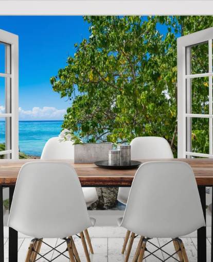 tropical beach view wallpaper called Tropical Vista for homes, offices and businesses tropical beach view wallpaper called Tropical Vista for homes, offices and businesses