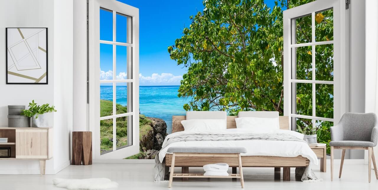 papel de parede com vista para a praia tropical chamado Tropical Vista para residências, escritórios e empresas