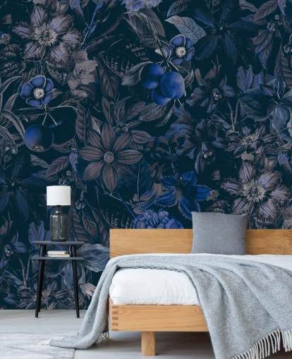 mørkeblå blomster tapet mørkeblå blomster tapet