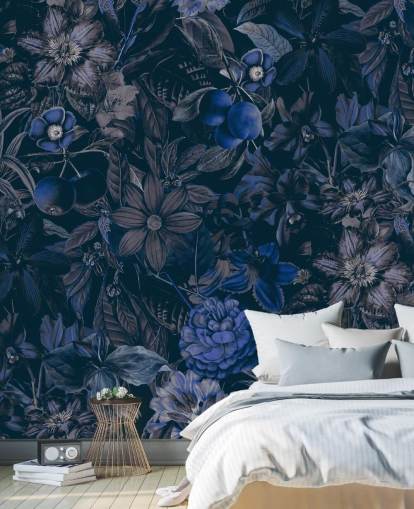 mørkeblå blomster tapet mørkeblå blomster tapet