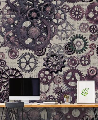 purple cogs steampunk behang purple cogs steampunk behang