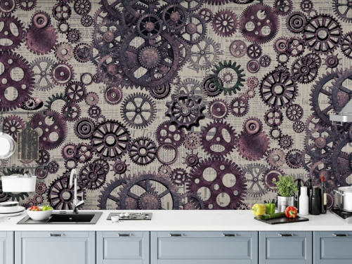purple cogs steampunk wallpaper