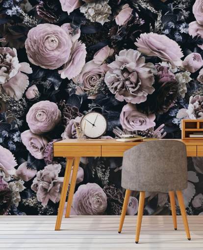 papel de parede flores rosa empoeirado papel de parede flores rosa empoeirado