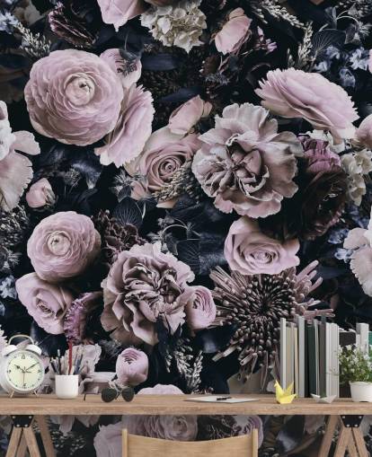 støvede lyserøde blomster tapet støvede lyserøde blomster tapet