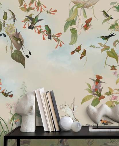 botanische Landschaft und Vogel-Tapete botanische Landschaft und Vogel-Tapete