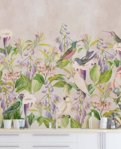 Kolibris und Blumentapete Kolibris und Blumentapete