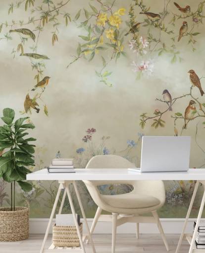 beige and light green floral wallpaper mural called Meadow by Marina Stupakova for bedrooms beige and light green floral wallpaper mural called Meadow by Marina Stupakova for bedrooms