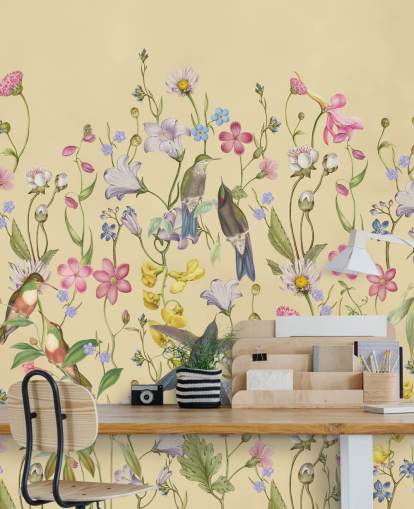 chinoiserie pastelli kukkia ja lintuja tapetti chinoiserie pastelli kukkia ja lintuja tapetti