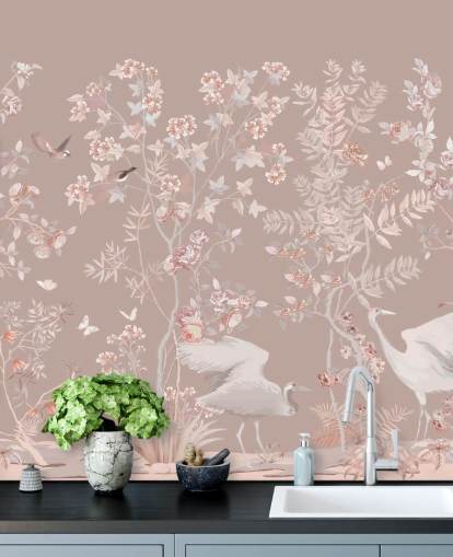 papier peint chinoiserie rose pastel papier peint chinoiserie rose pastel