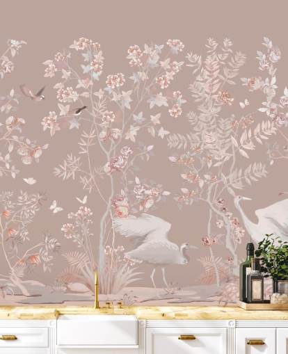 pastelli vaaleanpunainen chinoiserie tapetti pastelli vaaleanpunainen chinoiserie tapetti
