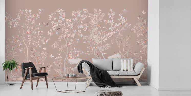 pastell rosa chinoiserie tapet