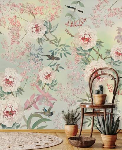 pastel flowers and birds wallpaper pastel flowers and birds wallpaper