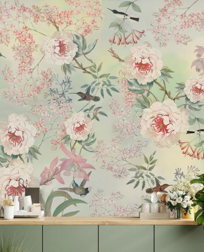 pastel flowers and birds wallpaper pastel flowers and birds wallpaper