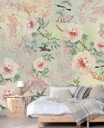 pastel flowers and birds wallpaper pastel flowers and birds wallpaper