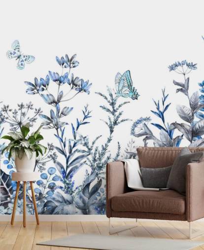 blå og hvit floral tapet blå og hvit floral tapet