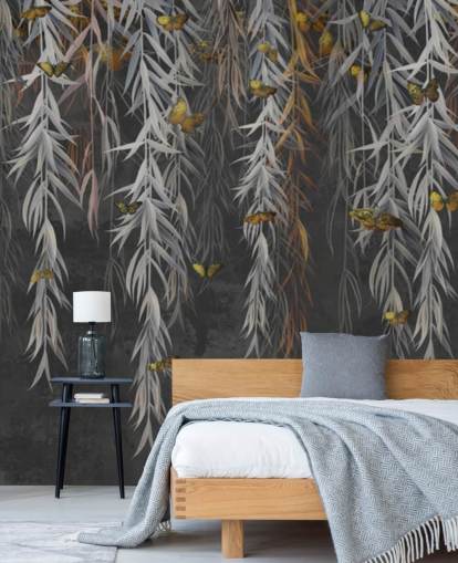 mørke blader og sommerfugler tapet mørke blader og sommerfugler tapet